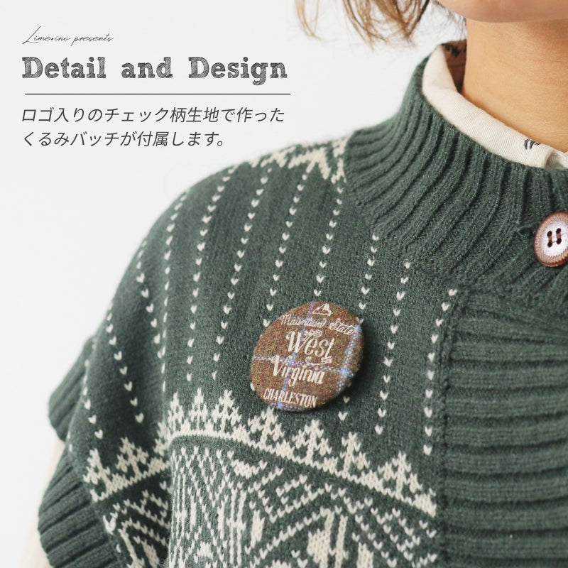 バッチ付き ノルディック柄 前開きベスト/ 22093355