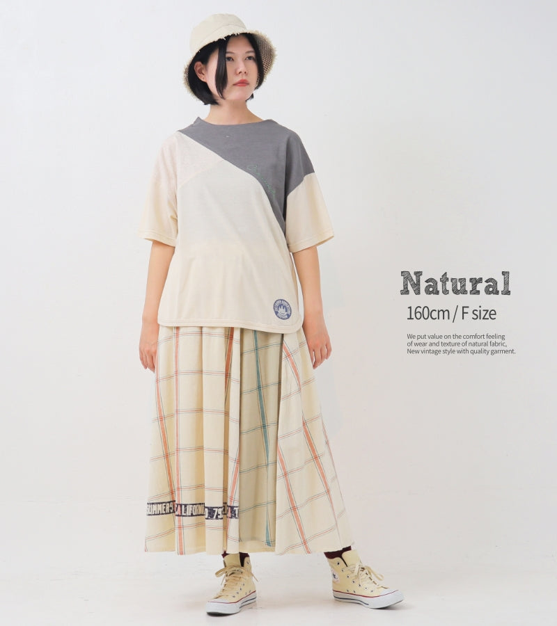 杢カノコ モックネック切替Tシャツ / 23022315