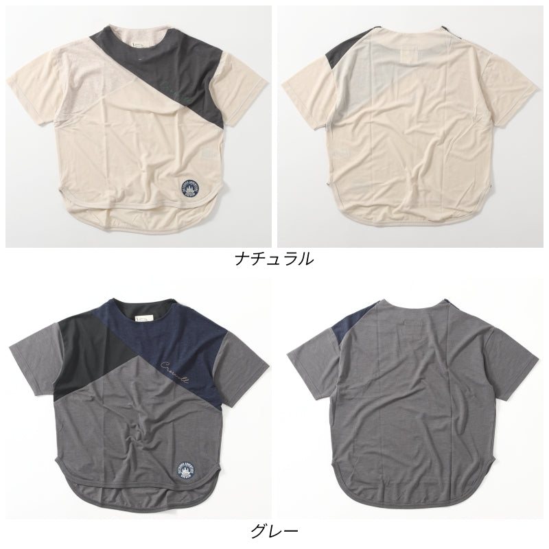 杢カノコ モックネック切替Tシャツ / 23022315