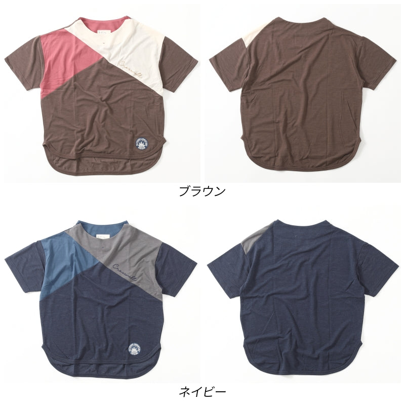 杢カノコ モックネック切替Tシャツ / 23022315