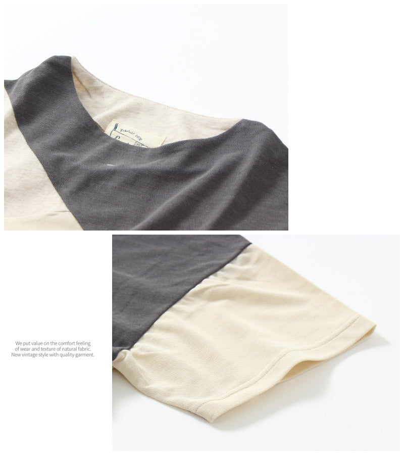 杢カノコ モックネック切替Tシャツ / 23022315