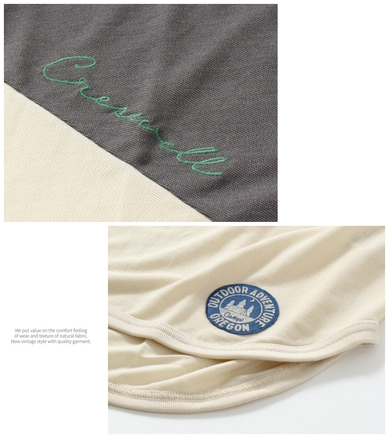 杢カノコ モックネック切替Tシャツ / 23022315