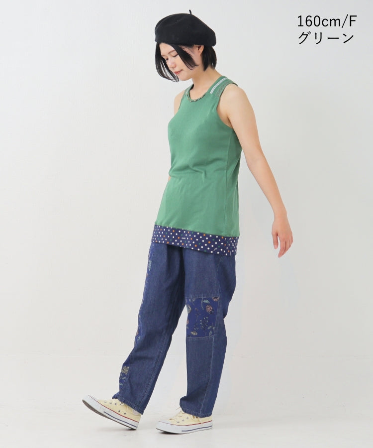 コットンフライス 肩飾りタンクトップ / 23031315R