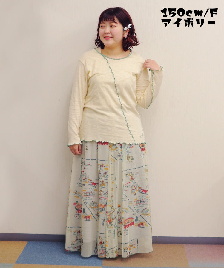 【春新作】配色メロウクルー長袖シャツ/25011311