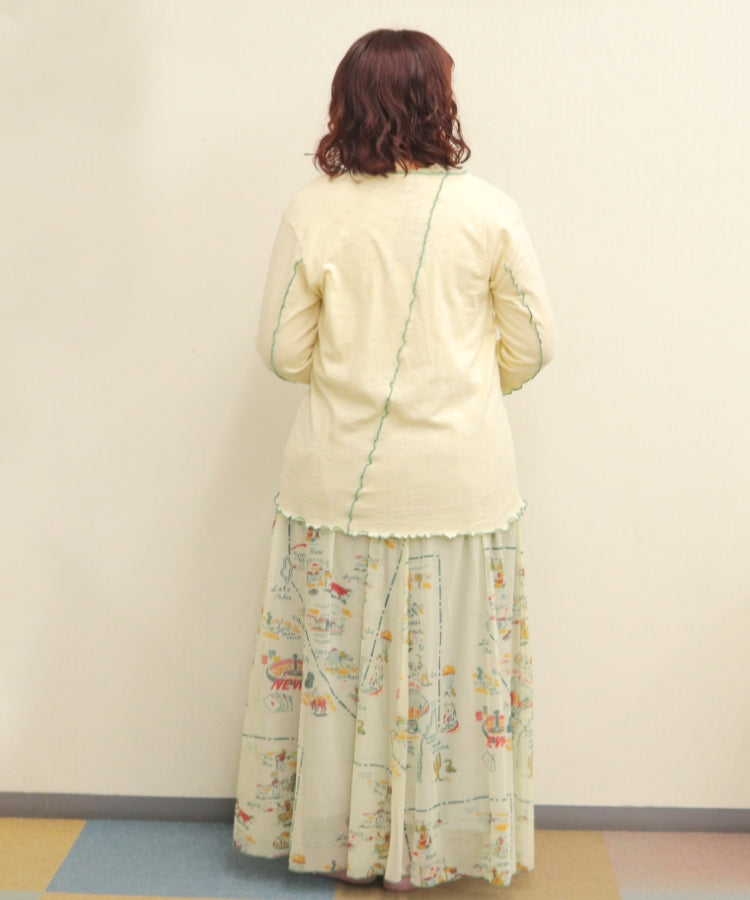 【春新作】配色メロウクルー長袖シャツ/25011311