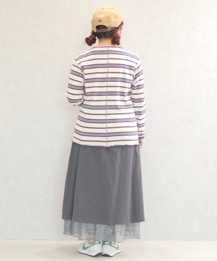 配色切替クルー長袖シャツ/25011321