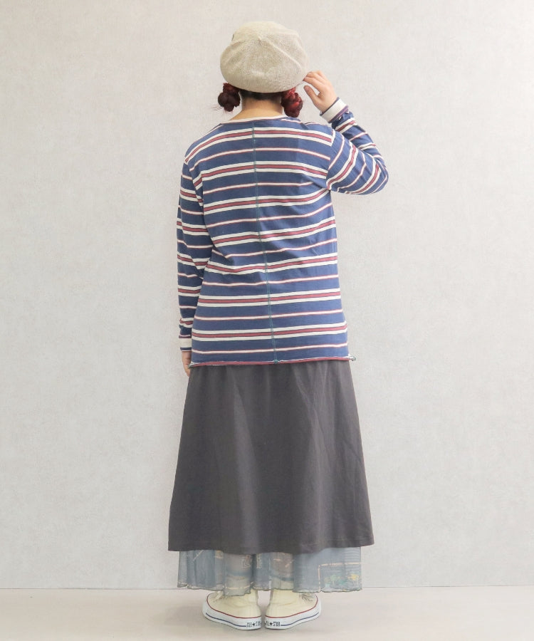 配色切替クルー長袖シャツ/25011321