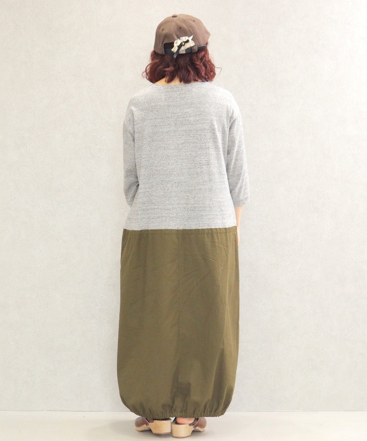 【春新作】布帛切替ワンピース7分袖/25012307