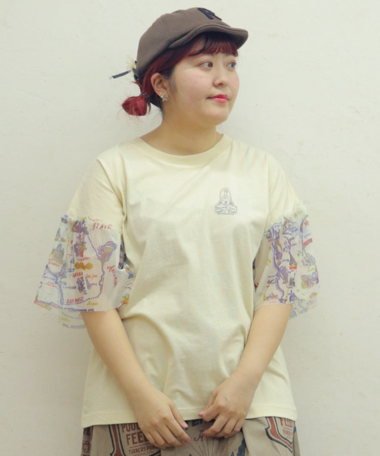 【新作】袖フリルチュールTシャツ/25052319