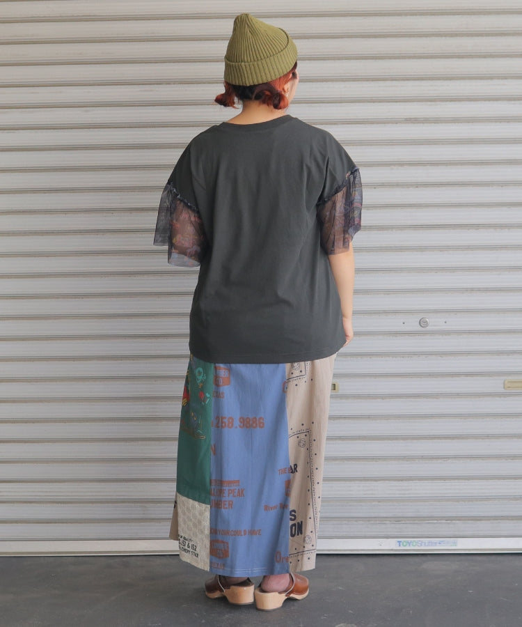 【新作】袖フリルチュールTシャツ/25052319