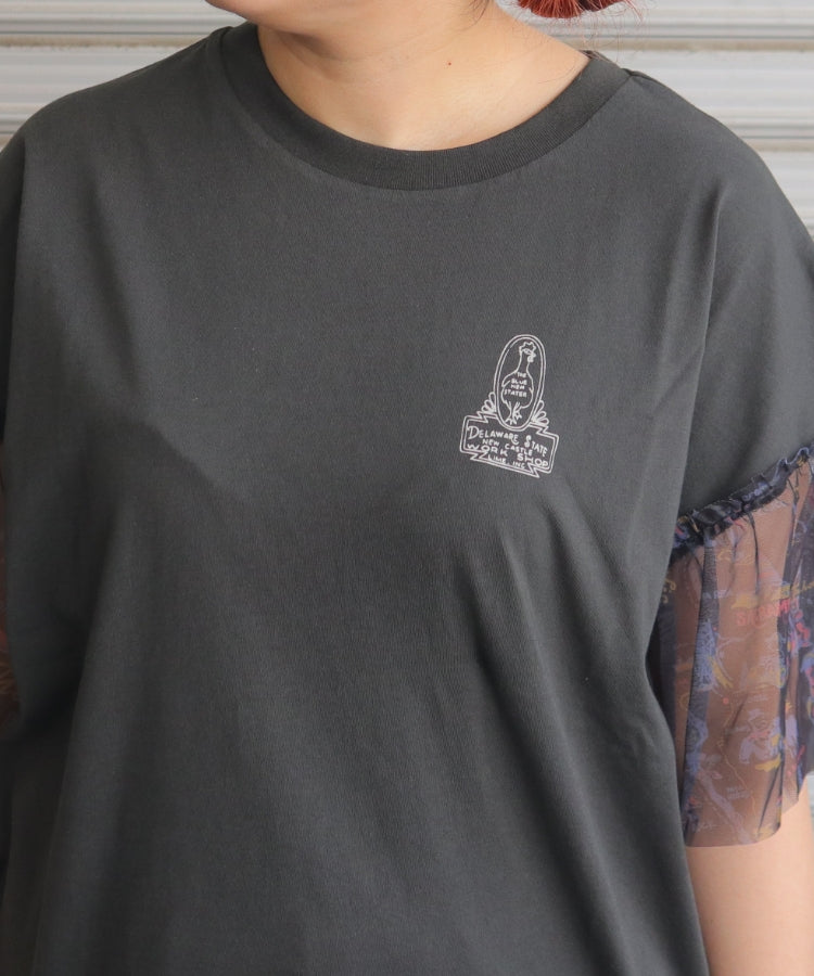 【新作】袖フリルチュールTシャツ/25052319