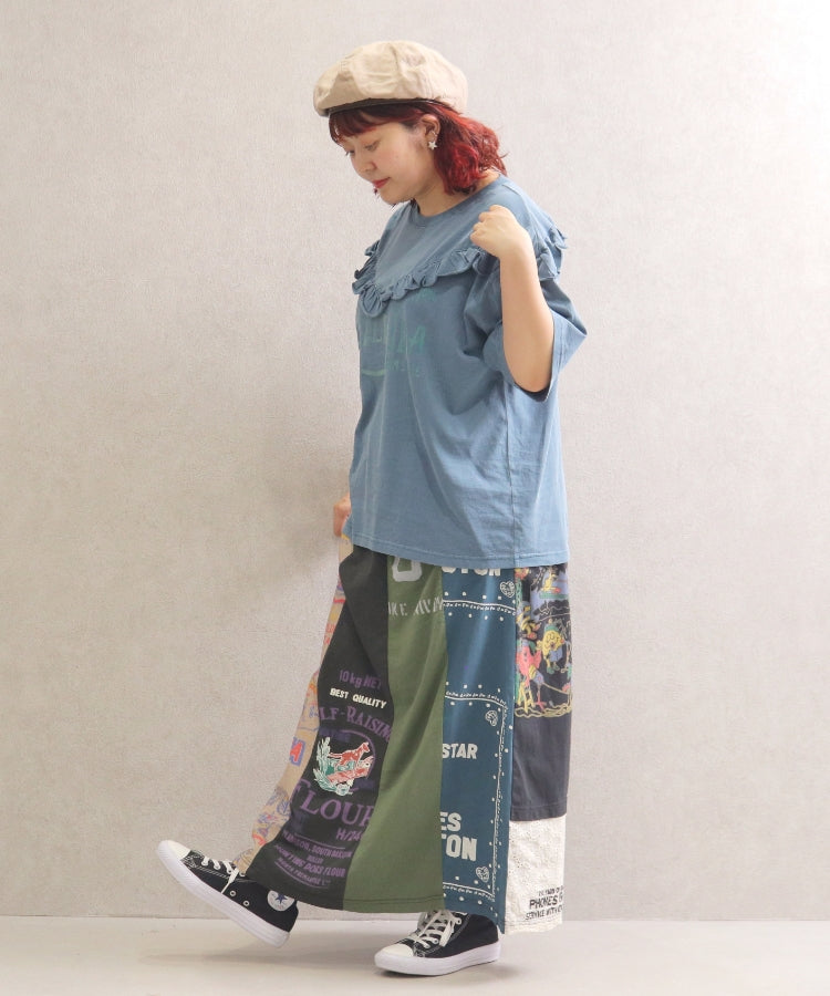 【新作】Vフリル切替Tシャツ/25052320