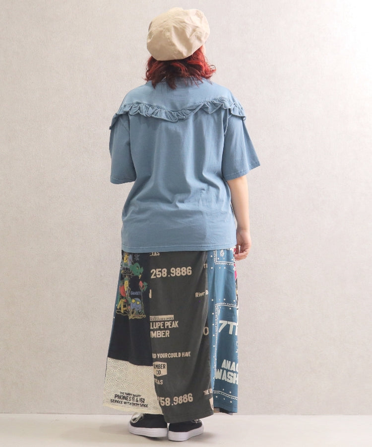 【新作】Vフリル切替Tシャツ/25052320