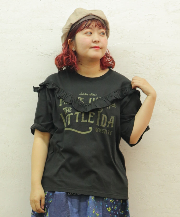 【新作】Vフリル切替Tシャツ/25052320