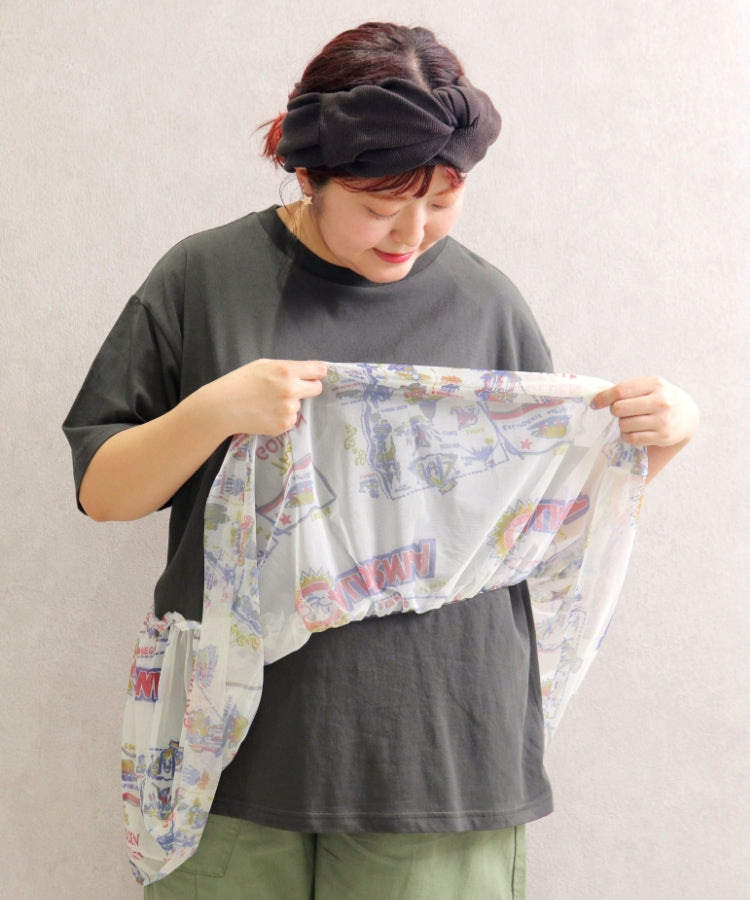 【新作】裾チュールフリル切替Tシャツ/25052618