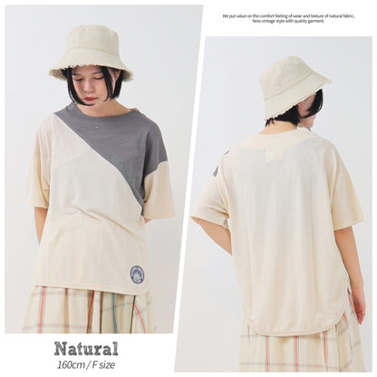杢カノコ　モックネック切替Tシャツ / 23022315
