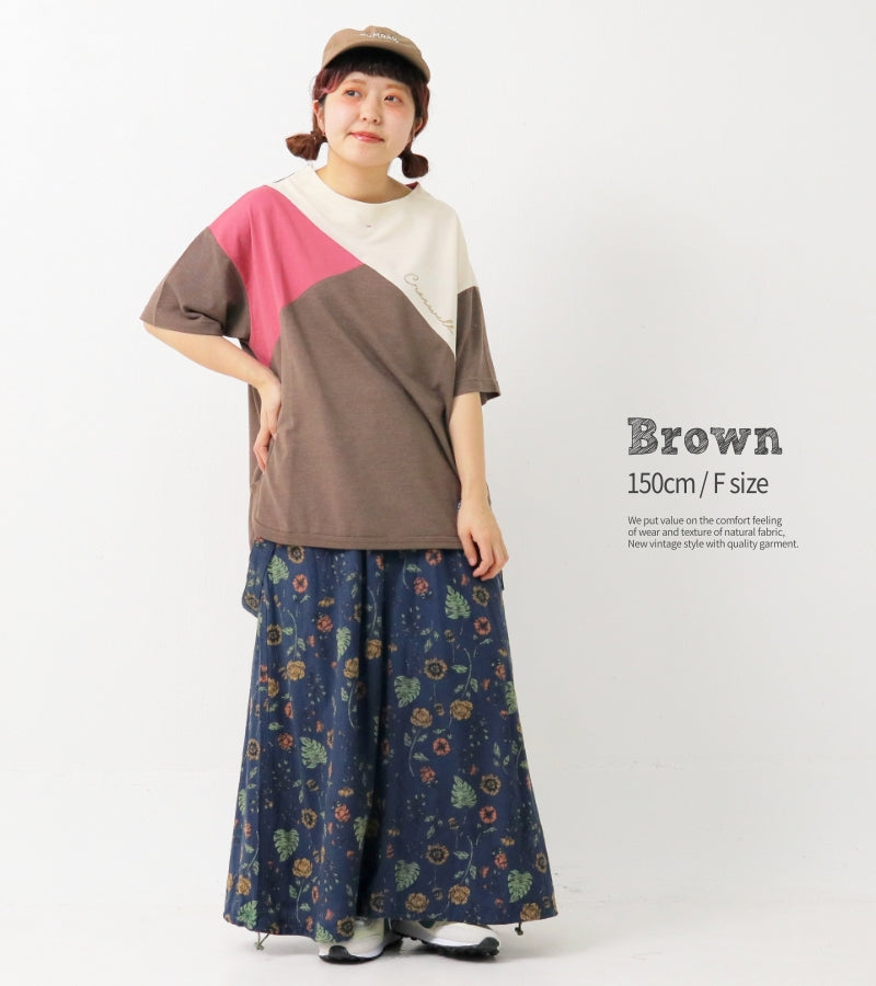 杢カノコ　モックネック切替Tシャツ / 23022315