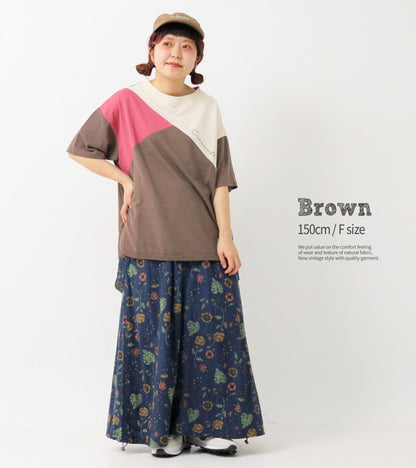 杢カノコ　モックネック切替Tシャツ / 23022315