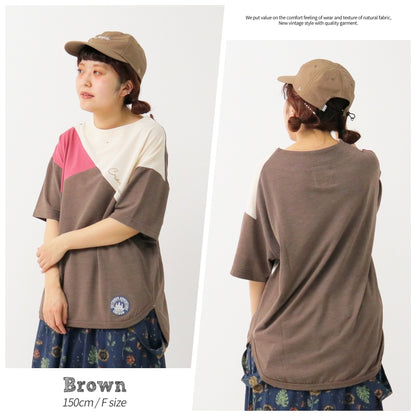 杢カノコ　モックネック切替Tシャツ / 23022315