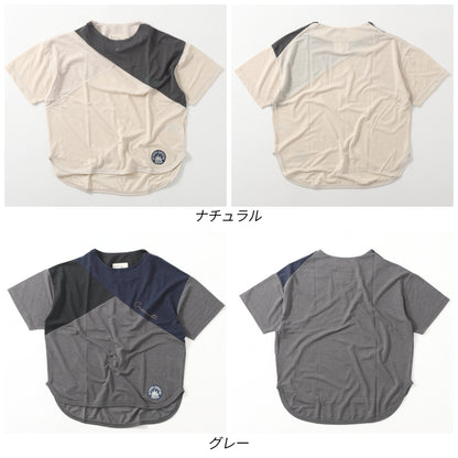 杢カノコ　モックネック切替Tシャツ / 23022315