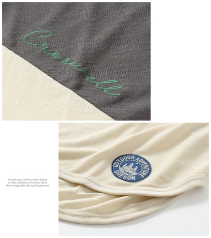 杢カノコ　モックネック切替Tシャツ / 23022315