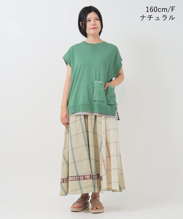 先染めチェック ラップ風スカート  / 23024206