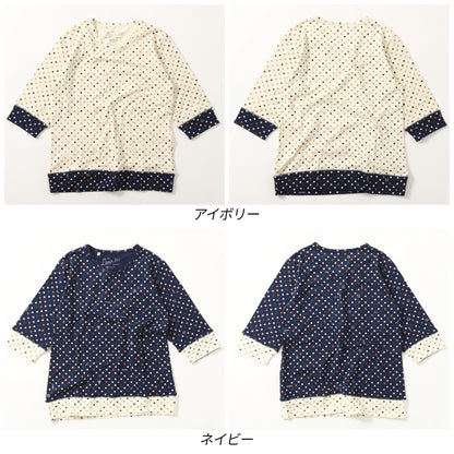 ストレッチ天竺マルチドット5分袖カットソー / 23031343R