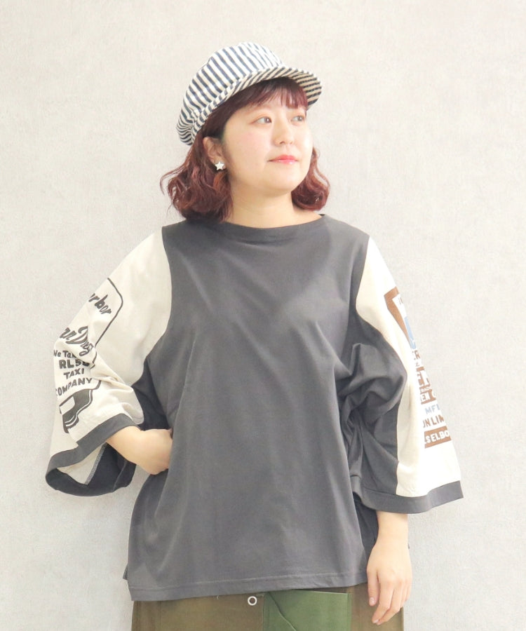 【春新作】布帛切替8分袖プルオーバー/25012606