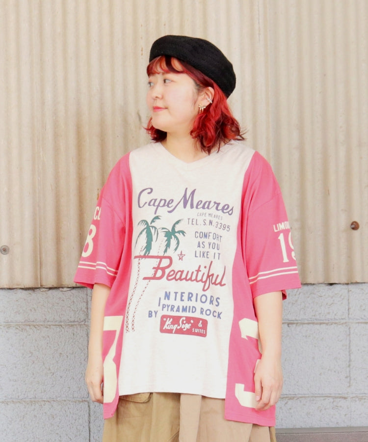 【春新作】切替VネックTシャツ/25042609
