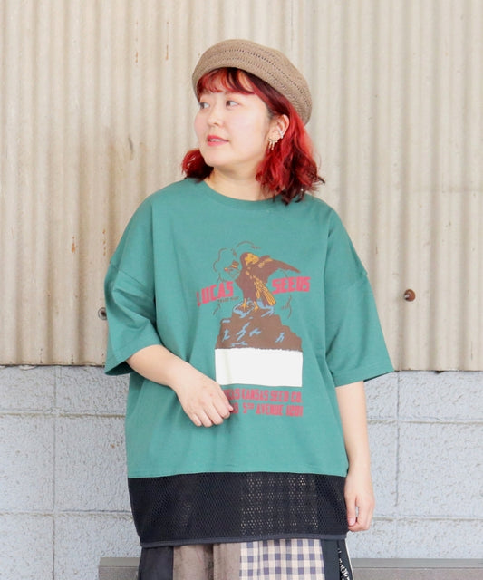 【春新作】裾メッシュTシャツ/25042610