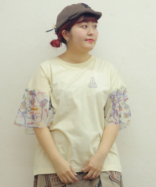 【新作】袖フリルチュールTシャツ/25052319
