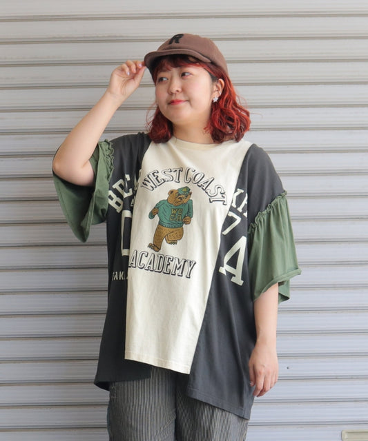 【新作】袖フリル切替Tシャツ/25052615