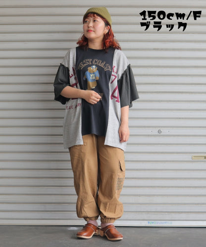 【新作】袖フリル切替Tシャツ/25052615