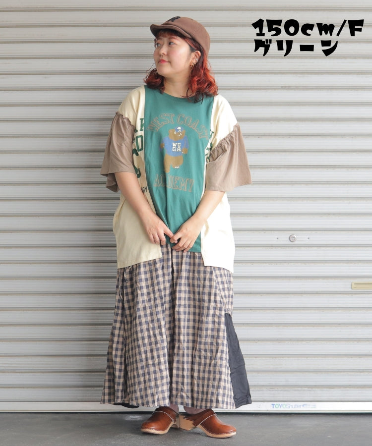 【新作】袖フリル切替Tシャツ/25052615