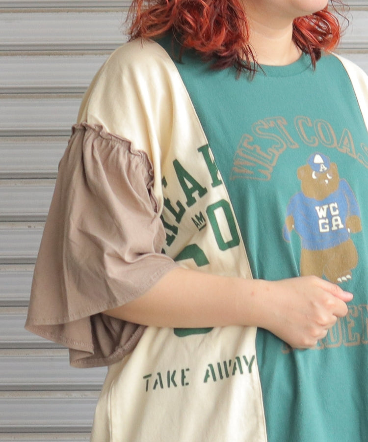 【新作】袖フリル切替Tシャツ/25052615