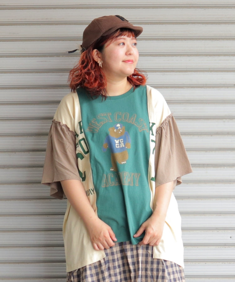 【新作】袖フリル切替Tシャツ/25052615