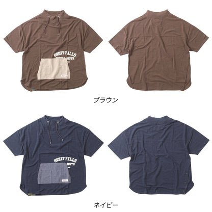 モックネック 切替半袖プルオーバー / 23022314